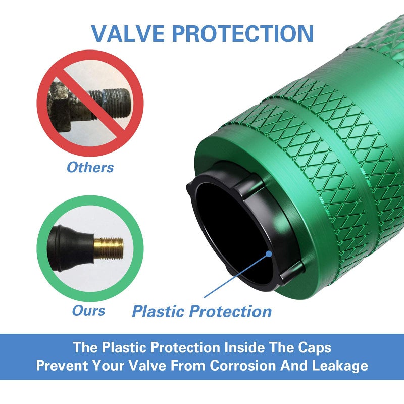 CKAuto 4 Pcs Aluminum Tire Valve Stem Caps with N2 Nitrogen Logo, Universal Stem Covers for Cars, SUVs, Bike and Bicycle, Trucks, Motorcycles | TPMS Safe | Corrosion Resistant | Dust Proof, Green - Image 3